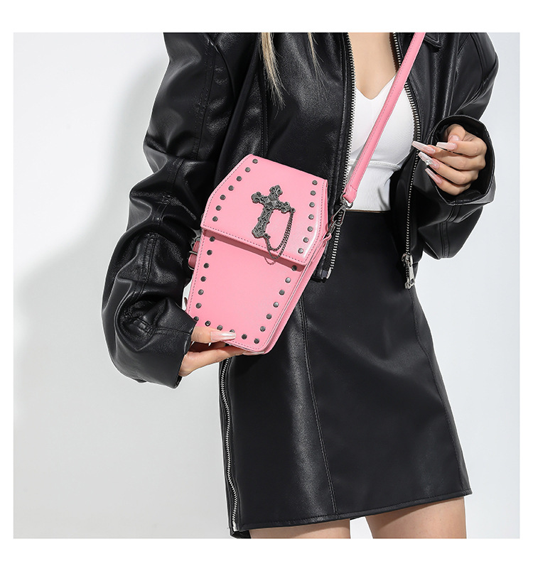 Borsa da donna in stile europeo e americano nuova borsa da bara gotica Borsa a tracolla mobile con personalità per decorazione unghie alla moda_voghion.com