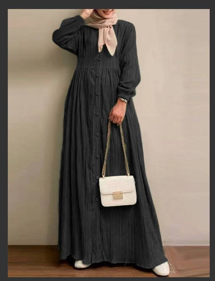 Muslimanske haljine dugih rukava, jednobojne vintage jednostavne Abaye za žene, ležerne haljine za zabave većih veličina, turska Abaya, elegantne haljine_voghion.com