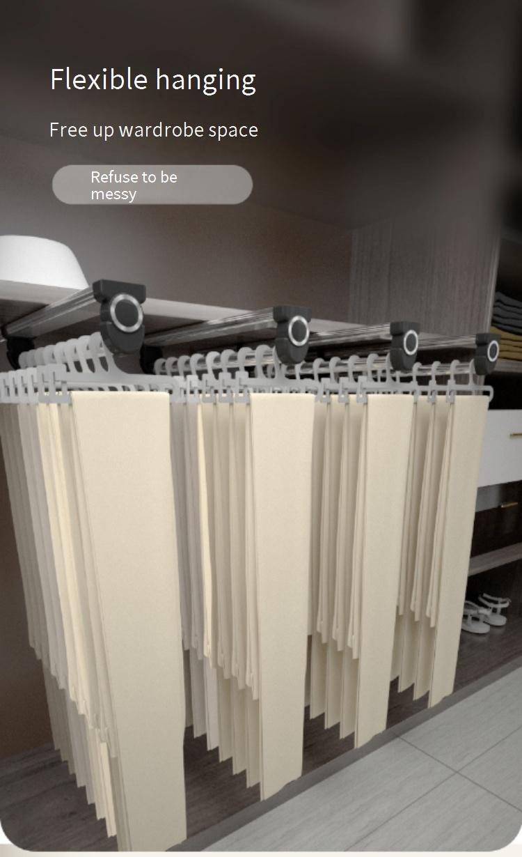 Lightweight Single-Rail Pull-Out Pants Hanger - Top-Mounted Extendable Closet Organizer For Wardrobe (Space-Saving Smooth Sliding Easy Installation)_voghion.com