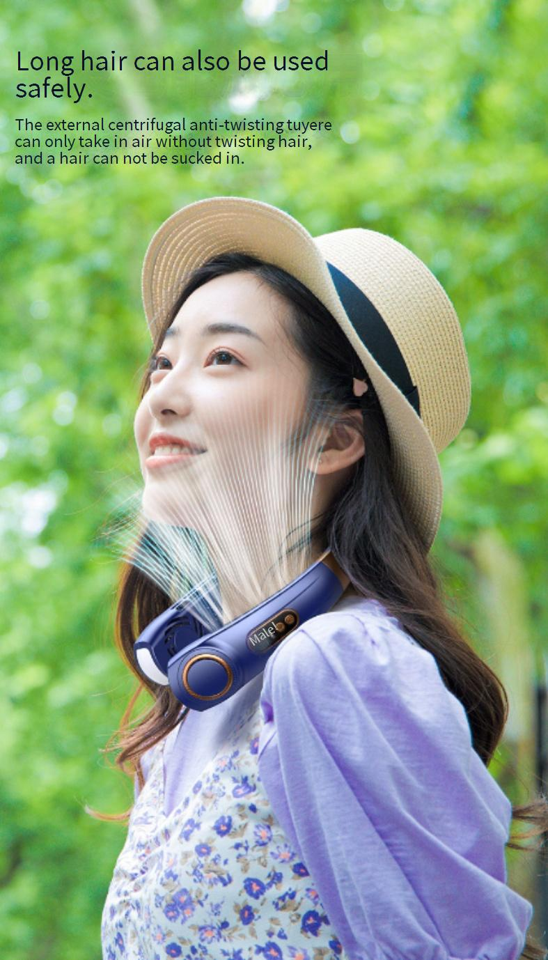 Neck & Handheld Dual Mode Fan - USB Rechargeable Bladeless Mini Fan (Ultra Quiet 45dB 360° Airflow Portable For Outdoor/Office)_voghion.com