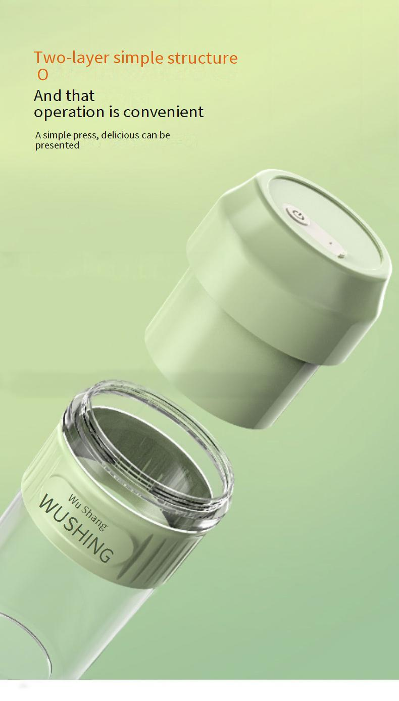 Licuadora portátil personal con batería recargable por USB, vaso para batidos de viaje de 420 ml, 4 cuchillas para frutas y verduras, material ABS de grado alimenticio._voghion.com