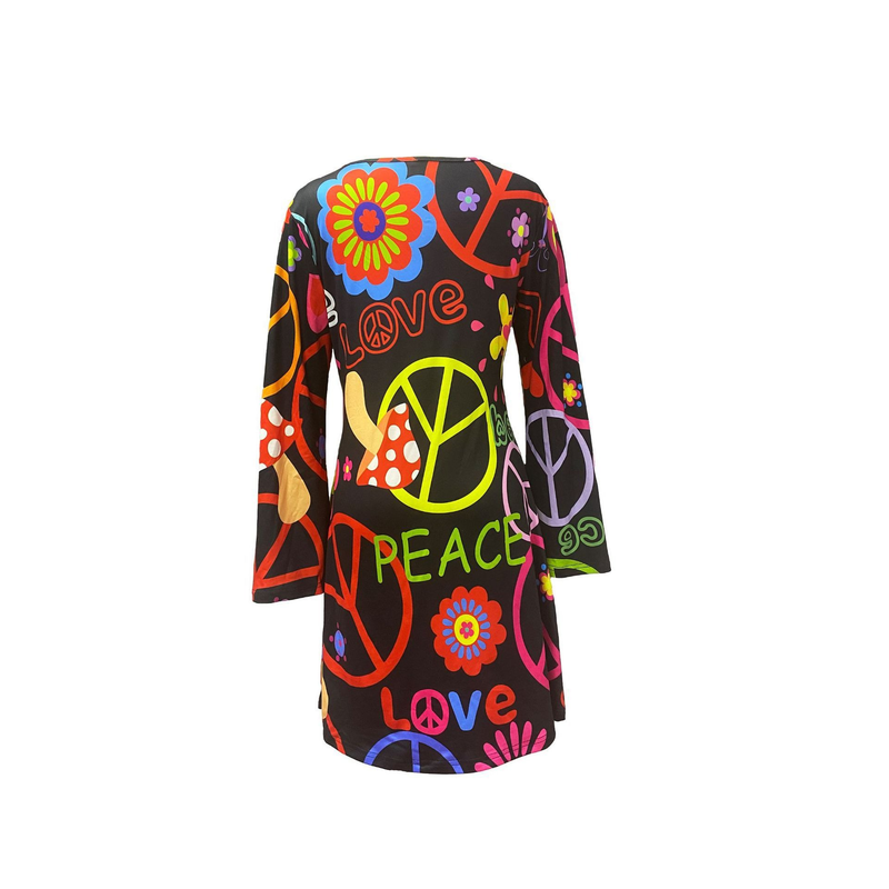 Neu Damen Festliche Vintage Hippie Kleidung Damenkleid mit Kopftuch_voghion.com