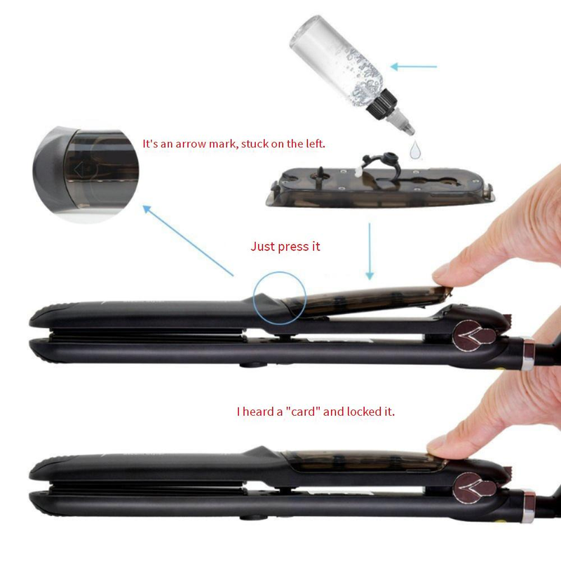 Professional Ceramic Tourmaline Flat Iron With Steam Spray & Dual Voltage (110-240V) – Straightener & Curler For All Hair Types (Black)_voghion.com