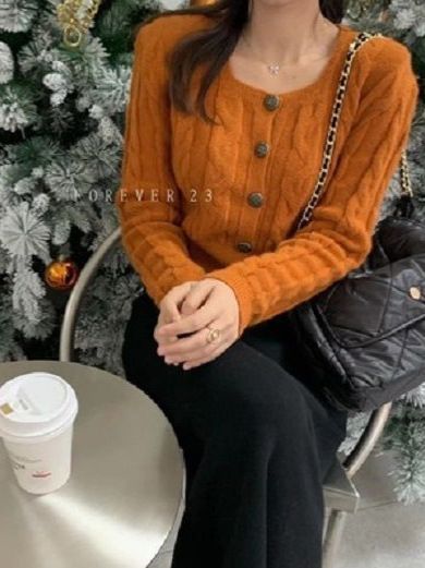 Damen-Strickjacke mit quadratischem Ausschnitt, dünn, langärmlig, vorne offen, lässig, kurzes Oberteil, trendige Mode_voghion.com