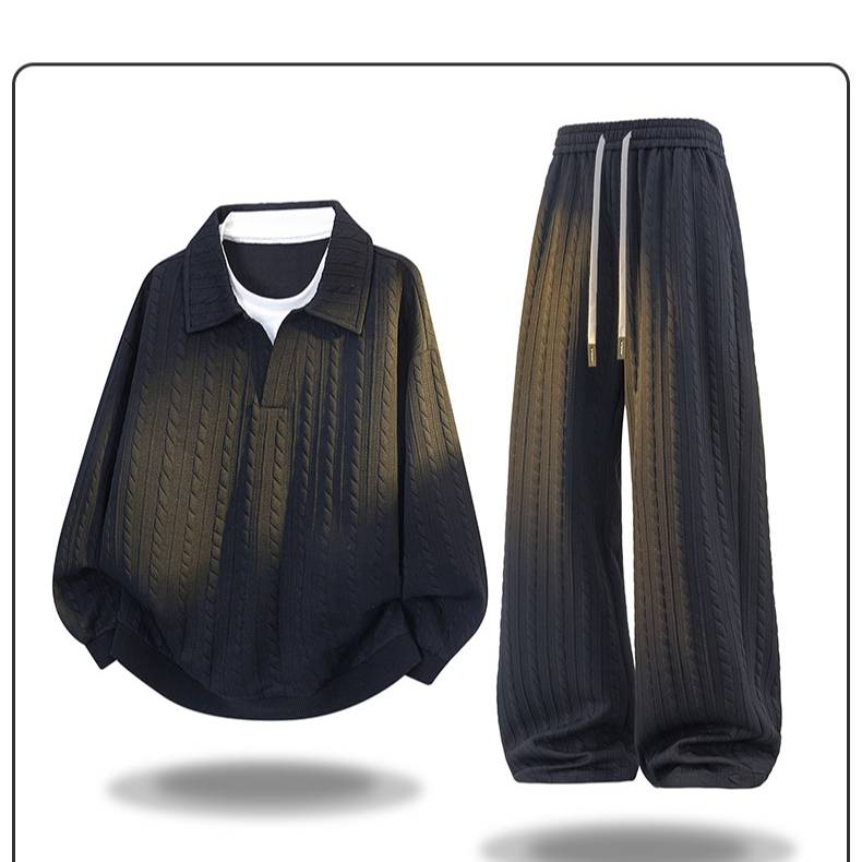 Conjunto deportivo informal de talla grande para hombre: un conjunto holgado, elegante y cómodo._voghion.com