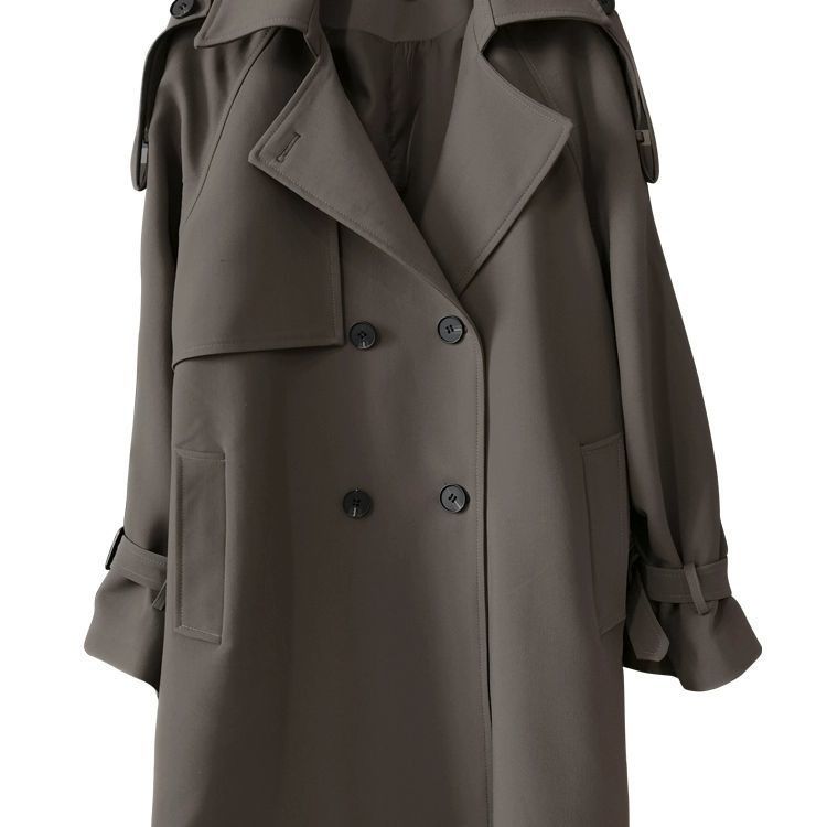 Trench oversize da donna - Elegante giacca doppiopetto lunga per l'autunno, blazer casual dalla vestibilità ampia in kaki/beige/nero (S-3XL)_voghion.com