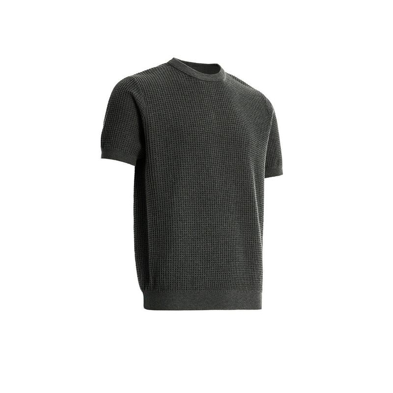 Herrenbekleidung Herren Retro Waffelstruktur Schulter Fitness Gestricktes Kurzarm-T-Shirt Casual_voghion.com