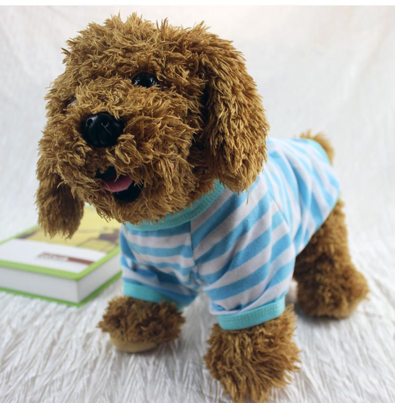Nuovi vestiti estivi per cani, abbigliamento per animali domestici, maglietta a righe con scollo rotondo, taglia media e piccola, Bomei Teddy, primavera ed estate, sottile_voghion.com