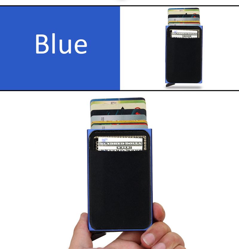 Porta carte di credito automatico a scomparsa in metallo a doppio strato da uomo, antifurto, anti-smagnetizzazione, scatola portaoggetti con grande capacità_voghion.com
