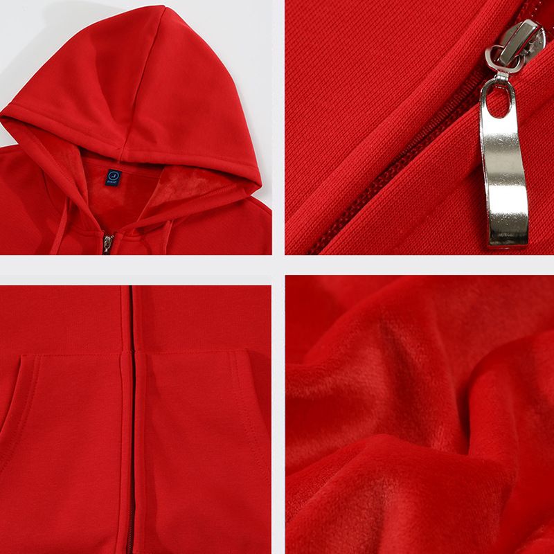 Herbst und Winter Fleece Hoodie Langarm Herren schwere Strickjacke Jacke Baumwolle Reißverschluss Pullover_voghion.com