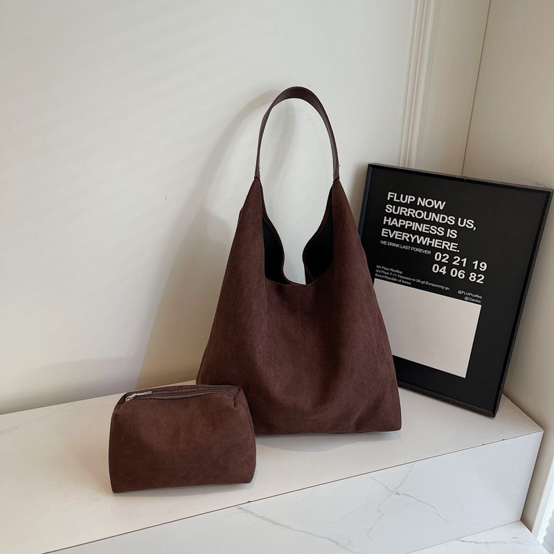 Loose Large Capacity For Women 2024 New Autumn Winter Commuter Shoulder Suede Tote Bucket Bag_voghion.com