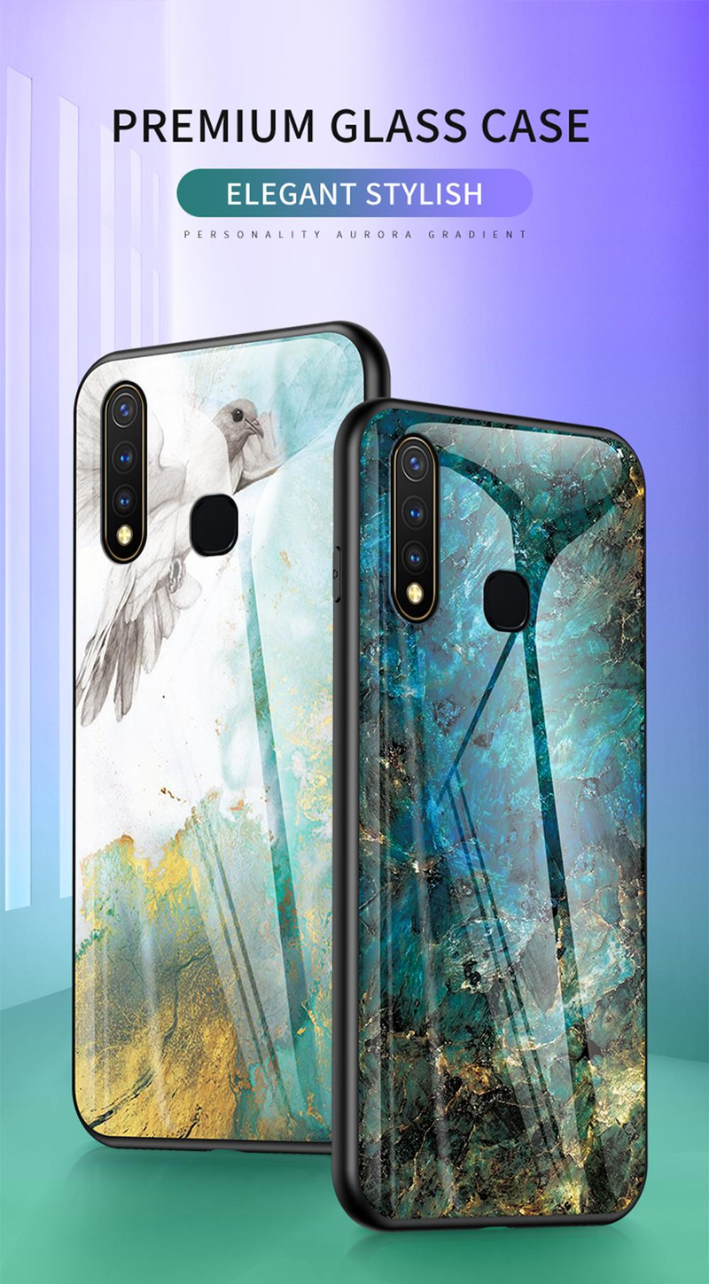 For VIVO Y97 Y93 Y95 Y81 Phone case Luxury Marble Glass Soft Silicone Frame Hard Cover For Y71 Y70S_voghion.com