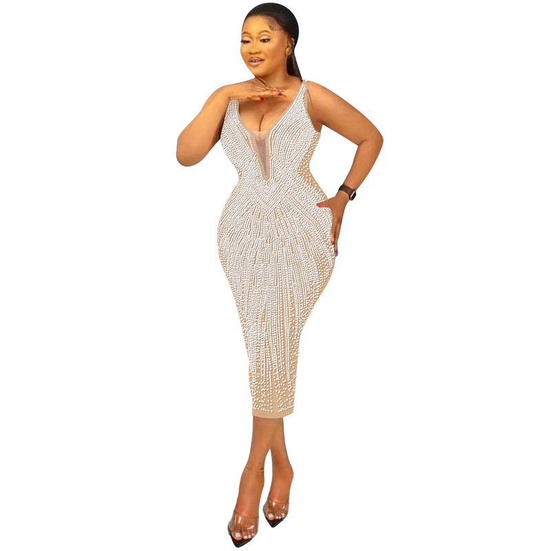 Abbigliamento da donna bretelle alla moda abito sexy con diamanti caldi con scollo a V attillato per le donne_voghion.com