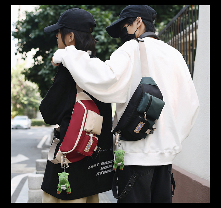 Autumn and winter new men's chest bag, color-blocked fashion student lightweight crossbody bag, Ruiying outdoor sports belt bag_voghion.com