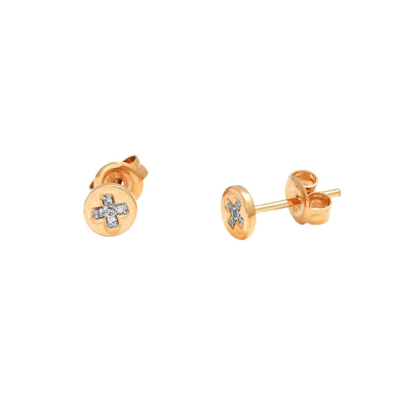 14k YG Petite Diamond "X" Earrings_voghion.com