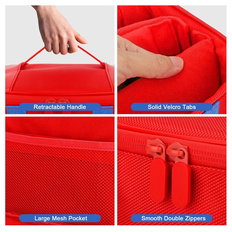 Estuche de transporte Byteuni para Nintendo Switch/Lite/OLED, estuche protector portátil de carcasa blanda, resistente al agua, para la base de la consola NS SD Joy-Cons, azul y rojo_voghion.com