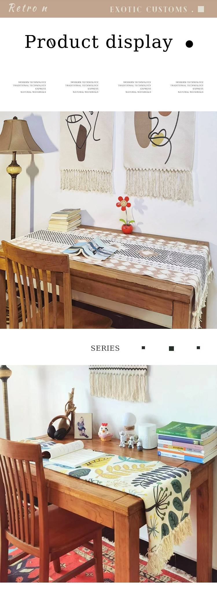 Bohemian Stijl Geweven Kwastjes Tafelloper Polyester Katoen Materiaal Eettafel Koffietafel Tafelkleed Decoratieve Deken Gemakkelijk Schoon Te Maken En Opvouwbaar_voghion.com
