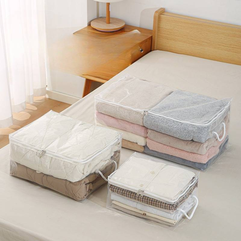 Sacchetti trasparenti extra large per riporre coperte e vestiti, resistenti e compressi sottovuoto, con cerniera, per organizzare la famiglia_voghion.com