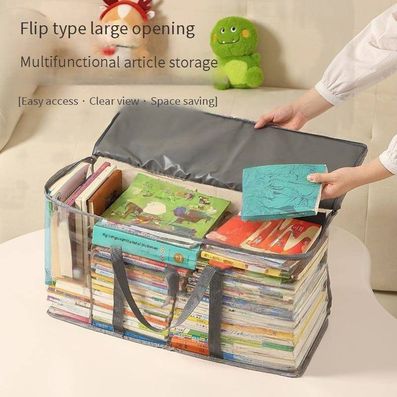 See-Through Storage Bag - Large Capacity Dustproof Organizer For School Books & Supplies With Carry Handle_voghion.com