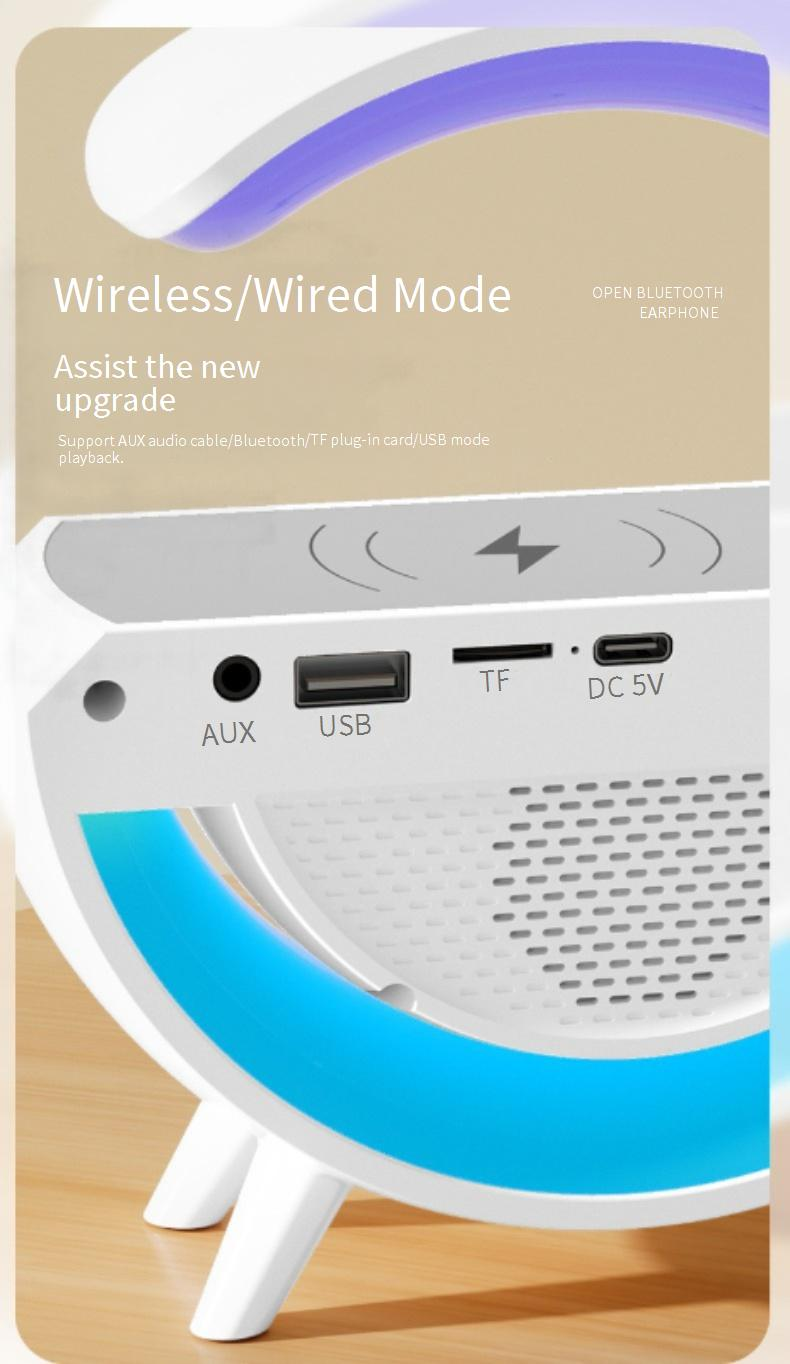 Portable Speakers Three In One Technology Sense Wireless Charging Bluetooth Speaker Bedside Small Atmosphere Light Electronic Digital Display Big G_voghion.com