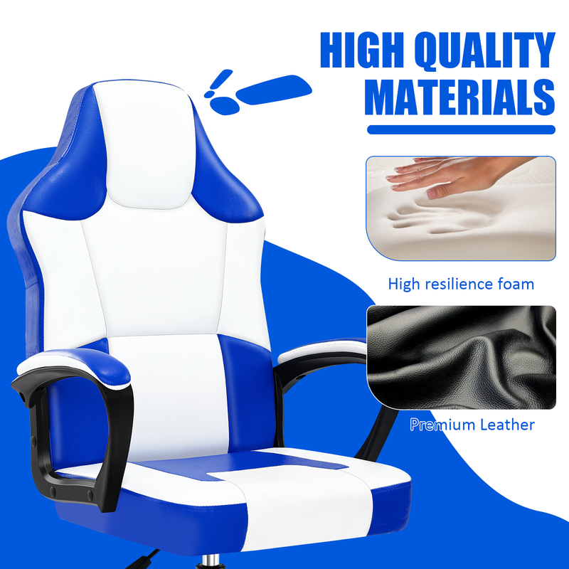 Gaming-Stuhl mit ergonomischem Design, hochelastischem Schwamm, PU-Leder, leisen Rädern, verstellbar, bequem, für Jugendliche und Erwachsene, Grün_voghion.com