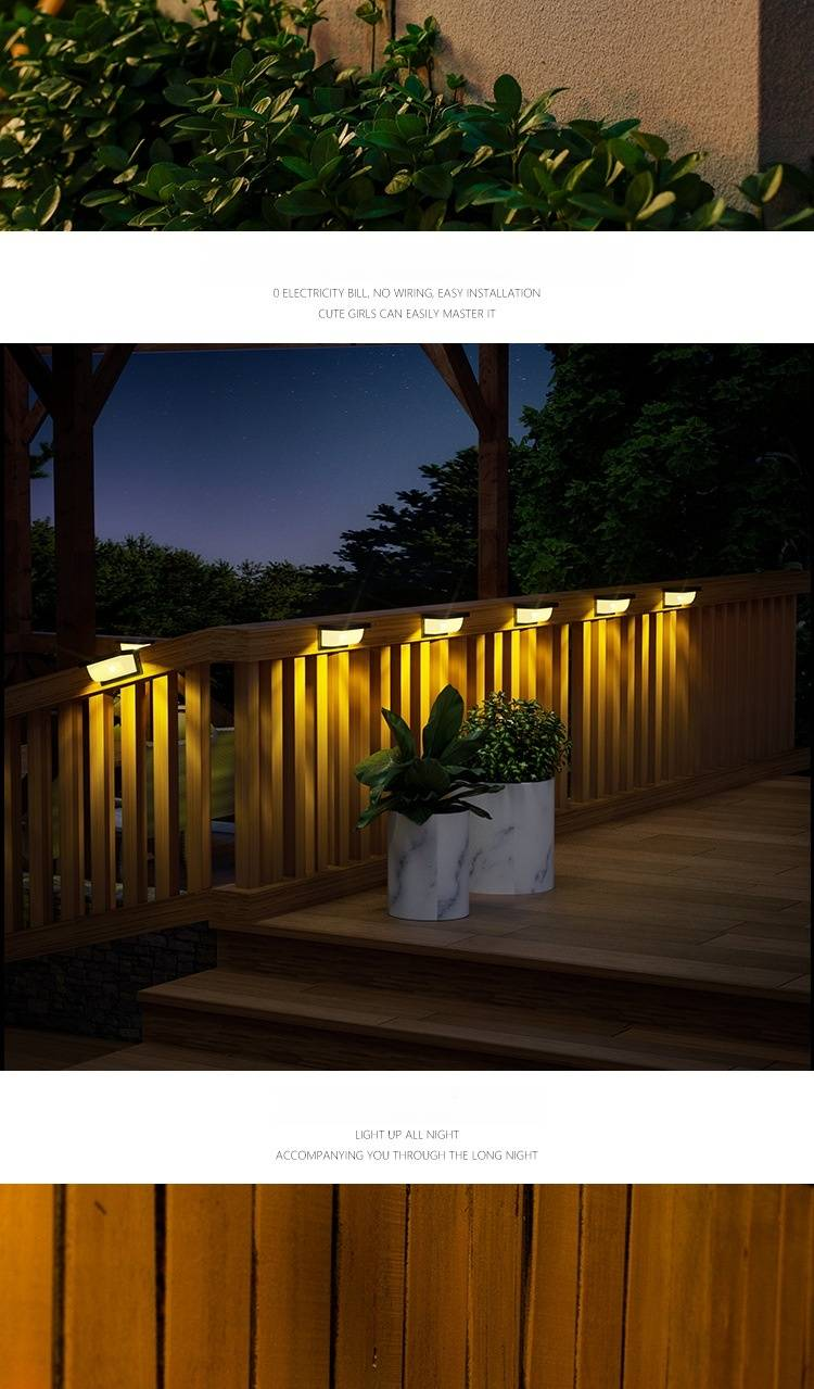 Luci solari per gradini da esterno, luci LED impermeabili per scale, recinzioni, giardino, vialetti, pareti - Alloggiamento nero con opzioni di luce bianca/calda/colorata_voghion.com