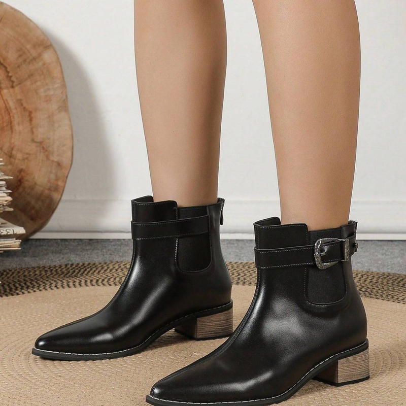 Stivali da donna autunnali e invernali di grandi dimensioni, con punta a punta, tacco spesso, cerniera posteriore_voghion.com