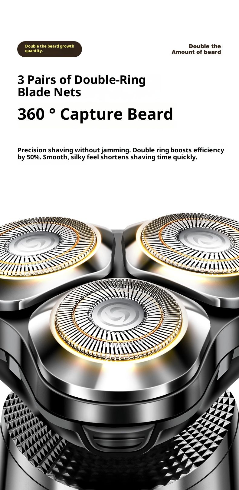 New Off White Electric Shaver Multifunctional Three Head Floating Full Body Washable Fashionable Men's Super Clean Razor_voghion.com