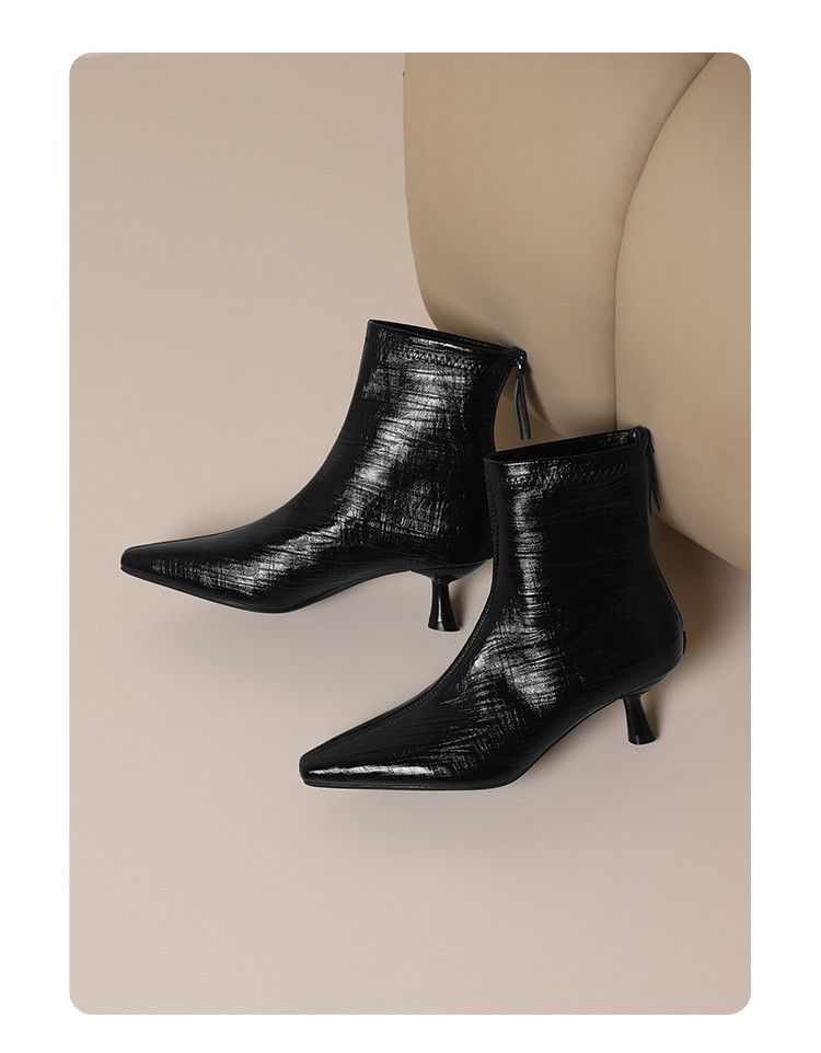 Cameido French Pointed Toe Slim Heels Women's Short Boots For Autumn_voghion.com