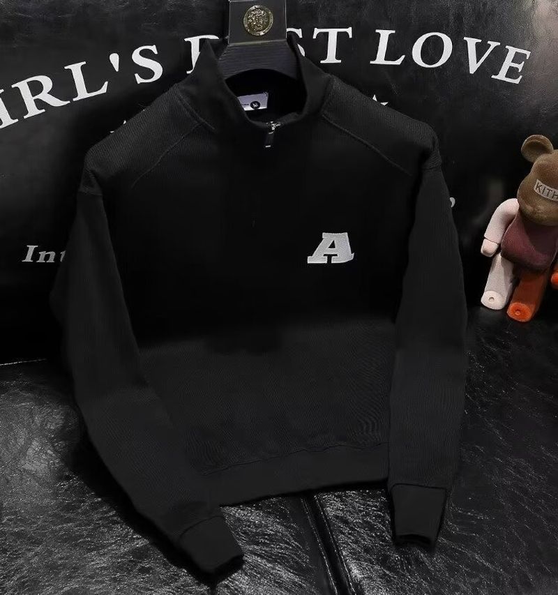 Halv rullekrave med broderet bogstavtrøje i koreansk stil, bundtop forår og efterår, trendy mærke, afslappet strikket frakke_voghion.com