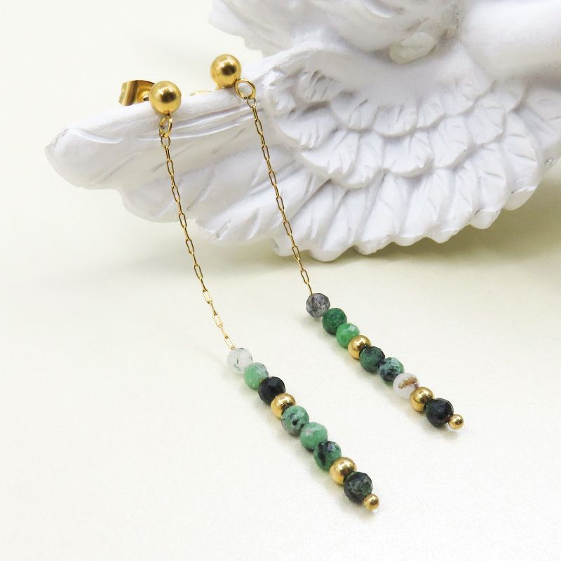 New High-End Ancient Pearl For Women Chinese Style Retro Natural Stone Long Tassel Titanium Steel Drop Earrings_voghion.com