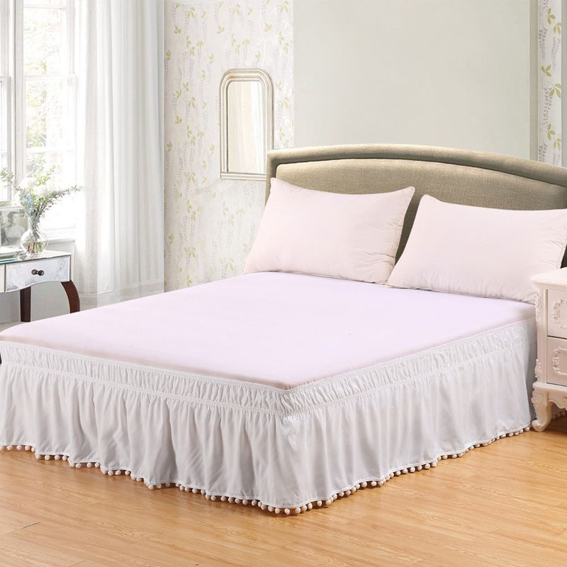 Gonna elastica per letto - Tinta unita con design antiscivolo (facile da installare, adatta a materassi da 20 a 40 cm, antipiega, Queen/King size)_voghion.com