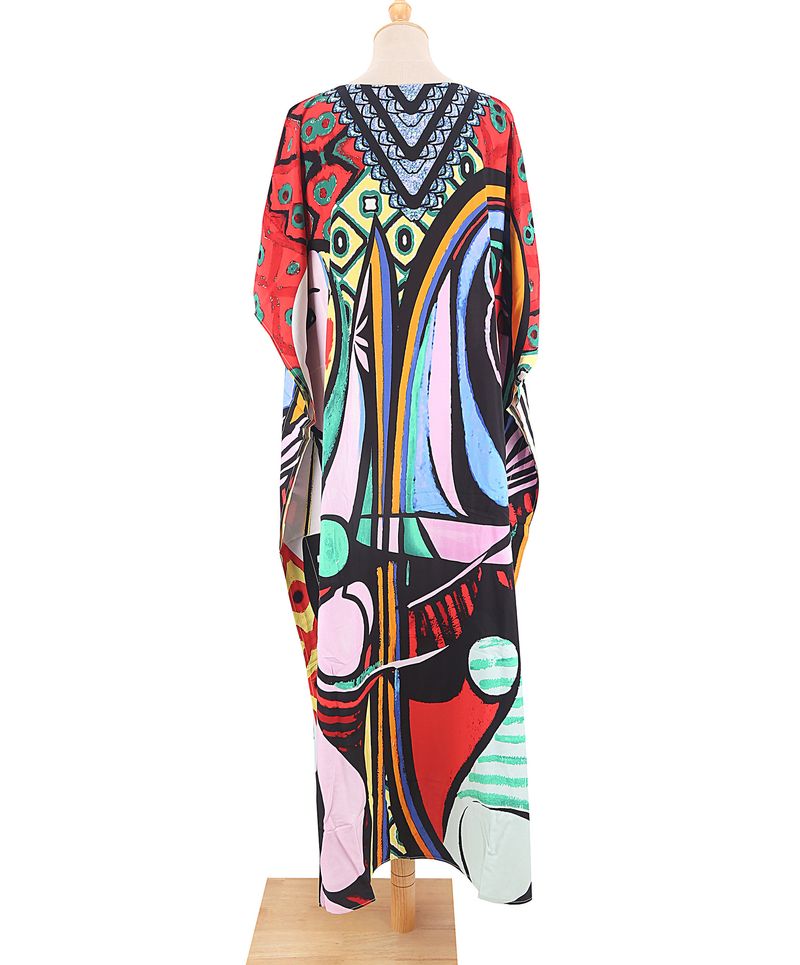 Strandkleid aus 100 % Baumwolle für Damen – Sonnenshirt mit Boho-Print, locker sitzende Bademode, Langarm-Tunika für den Urlaub am Pool_voghion.com