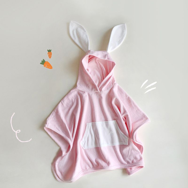 Peignoir à capuche pour bébé avec oreilles – Cape en coton style coréen pour tout-petits (1 à 3 ans) – Couverture unisexe douce et à séchage rapide_voghion.com