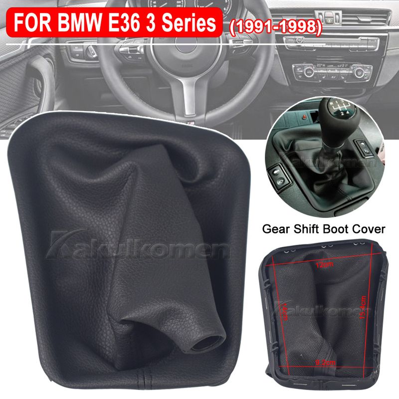 Car Gear Stick Manual Shift Black Leather Boot Plastic Frame For E36 3 Series 1991 1992 1993 1994 1995 1996 1997 1998_voghion.com