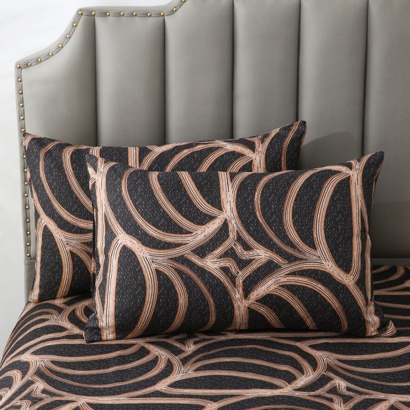 Set di lenzuola con angoli geometrici nordici - Poliestere tinto in massa e spazzolato, diverse misure (US/EU/AU/DE/ES), per hotel e uso domestico_voghion.com