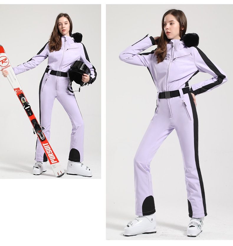 001 Nuevo conjunto de chaqueta y pantalón de esquí de una pieza para mujer, corte ajustado, ideal para snowboard y actividades al aire libre. Traje de nieve grueso, cálido y resistente al viento._voghion.com