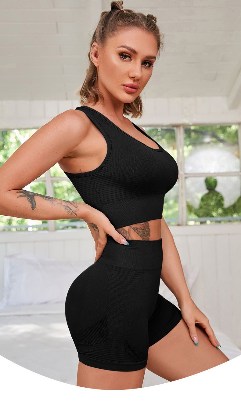 Set sportivo senza maniche per donna, con controllo della pancia a vita alta, modellante per i glutei, aderente e ad asciugatura rapida, per corsa e yoga_voghion.com