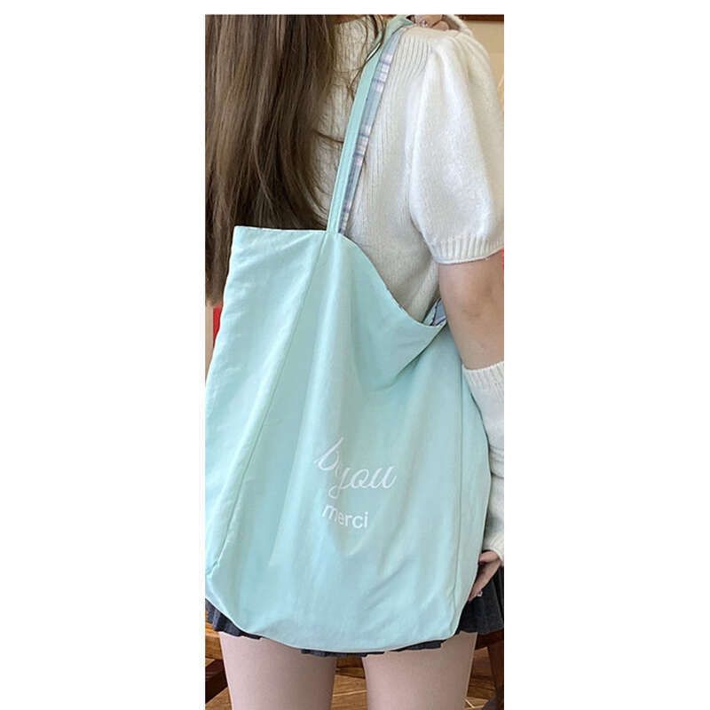Borsa a tracolla singola con giunzioni a quadri Mambo alla menta fresca, semplice e a doppio uso, per pane doppio, spesso primaverile ed estivo_voghion.com