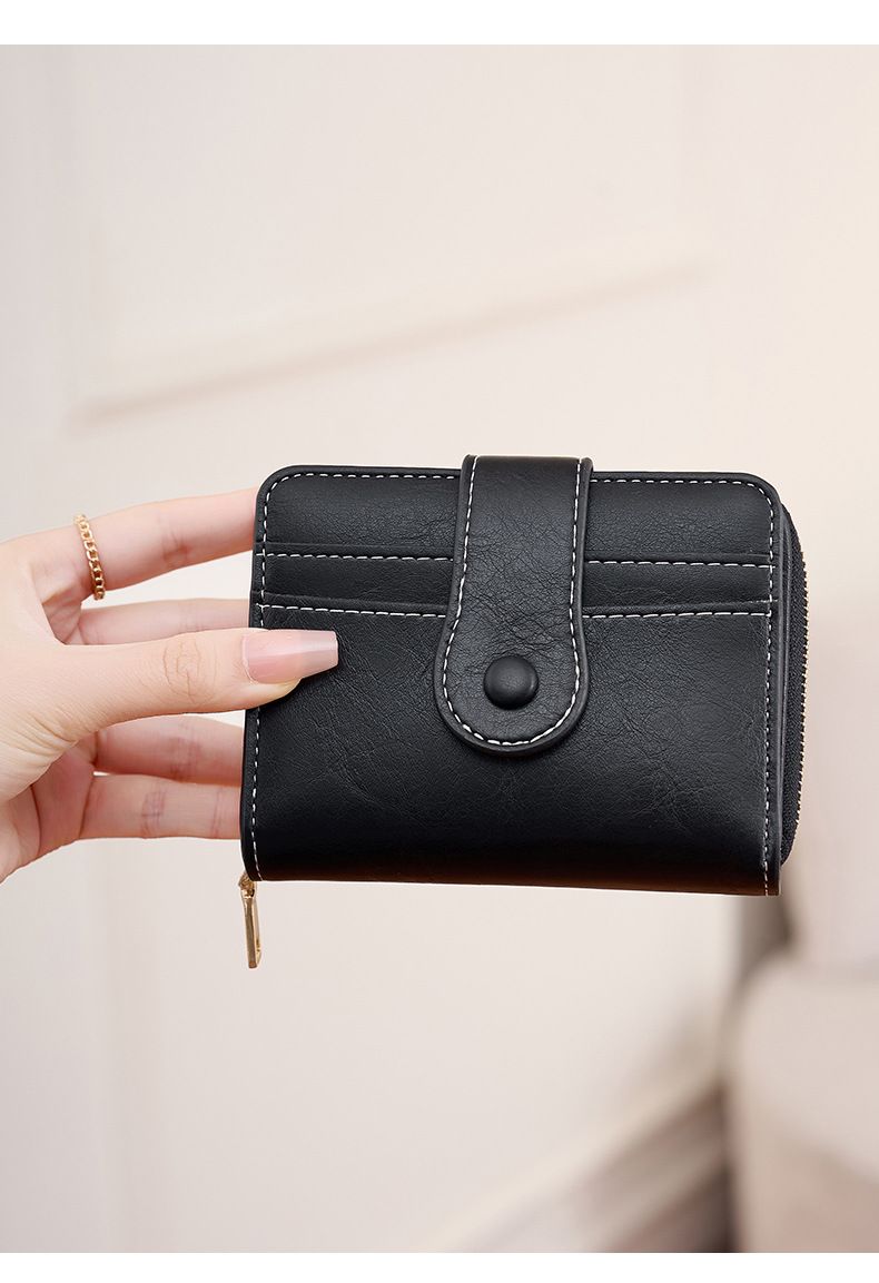 Cross Border Nieuwe RFID Anti Magnetische Korte Portemonnee Multifunctionele Ritssluiting Portemonnee Europese En Amerikaanse Retro Dames Muntenportemonnee_voghion.com
