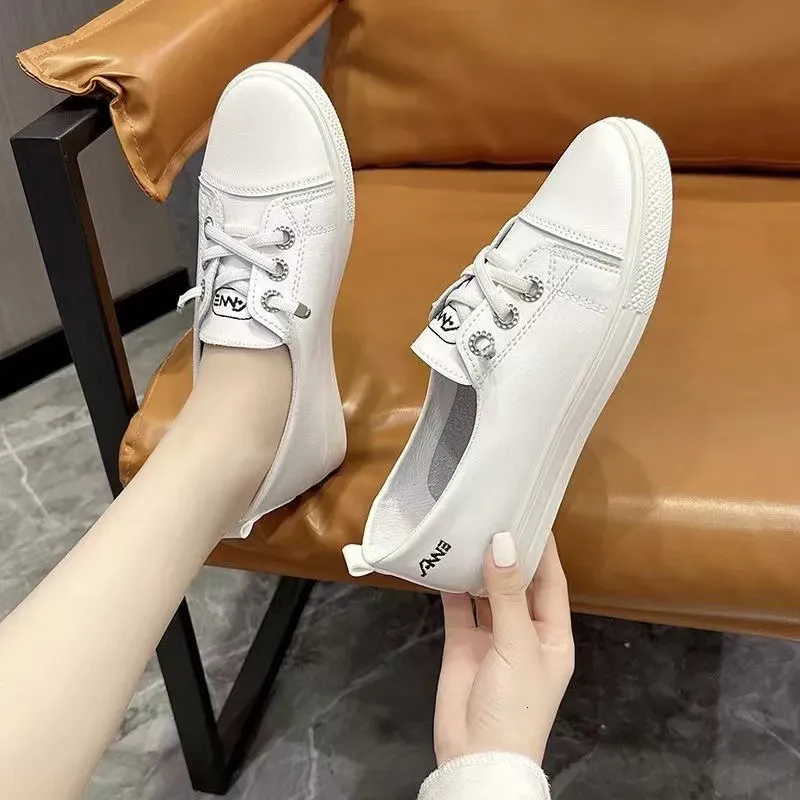 Frühling Herbst Weiße Flache Sohle Bequeme Atmungsaktive Leichte Lässige Board Damen S Flache Schuhe Vielseitig_voghion.com