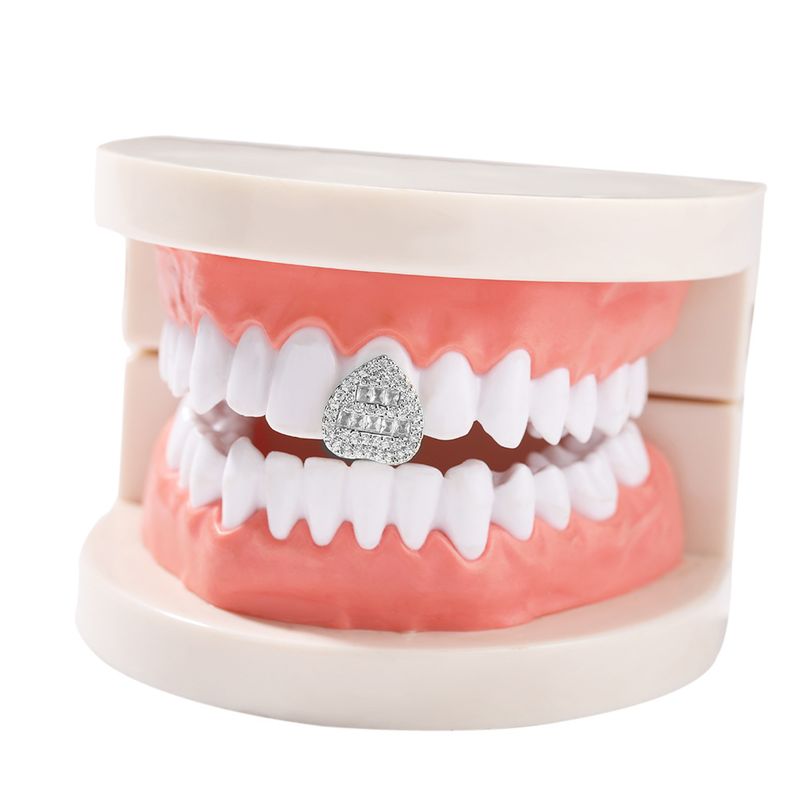 Hip-Hop-Grills für Herren mit herzförmigem Zirkonia – vergoldeter und versilberter Zahnschmuck für stylische Outfits, Persönlichkeit, Hip-Hop, trendige Accessoires_voghion.com