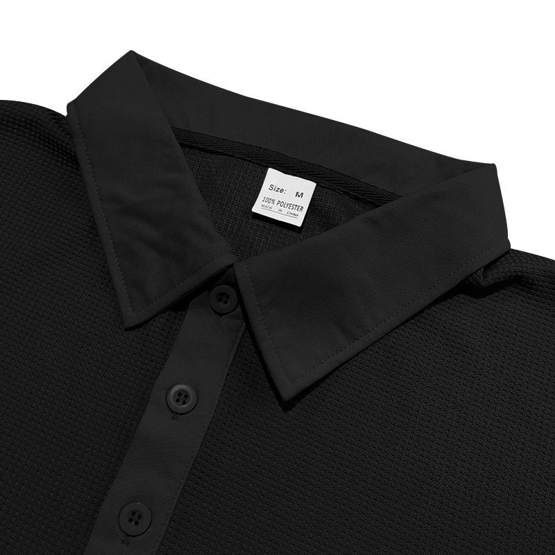 Herren-Poloshirt mit Waffelstrick und langen Ärmeln – Lockere Passform mit asymmetrischem Detail (Weiß/Schwarz/Gelb/Burgunderrot/Hellgrau/Himmelblau, S-XXXL)_voghion.com