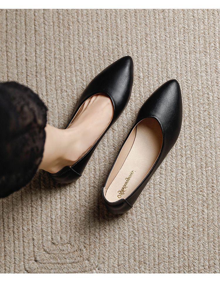 Spitz Flache Schuhe Für Frauen 2024 Sommer Neue Stil Flacher Mund Weiche Sohle Echtes Leder frauen Schuhe Weiche Leder bequeme Mokassins_voghion.com