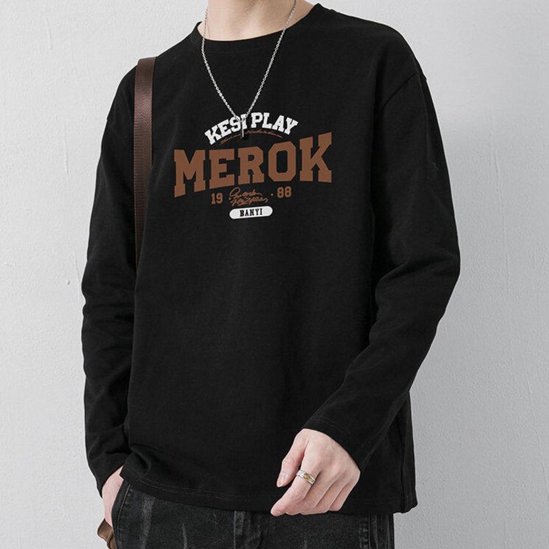 Baleno Pure Cotton Thin Printed Long Sleeve T-S For Men 2025 Spring Loose Fit Plus Size Versatile Solid Color_voghion.com