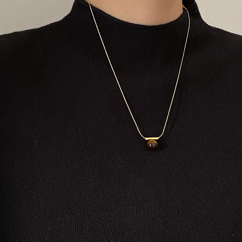 Mirad High-end tijgeroogsteen voor vrouwen, lichte luxe, niche, herfst-winter sleutelbeenketting, modieus en veelzijdig_voghion.com
