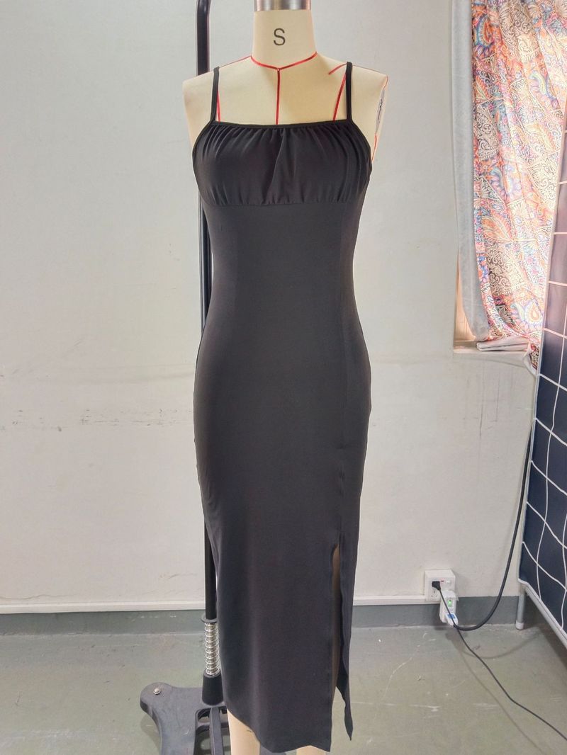 Women's Clothing Suspender Wrap Chest High Slit Leopard Print Hip Long Dress_voghion.com