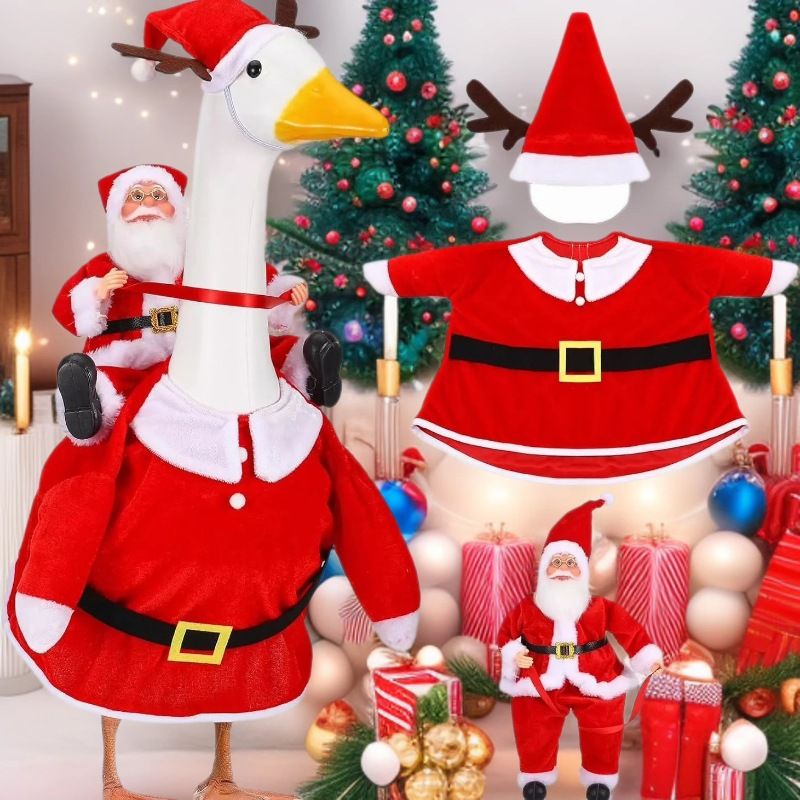 Nuevo conjunto de disfraz de Papá Noel para montar a caballo, 23 pulgadas, para porche, césped, decoración del Día del Ganso_voghion.com