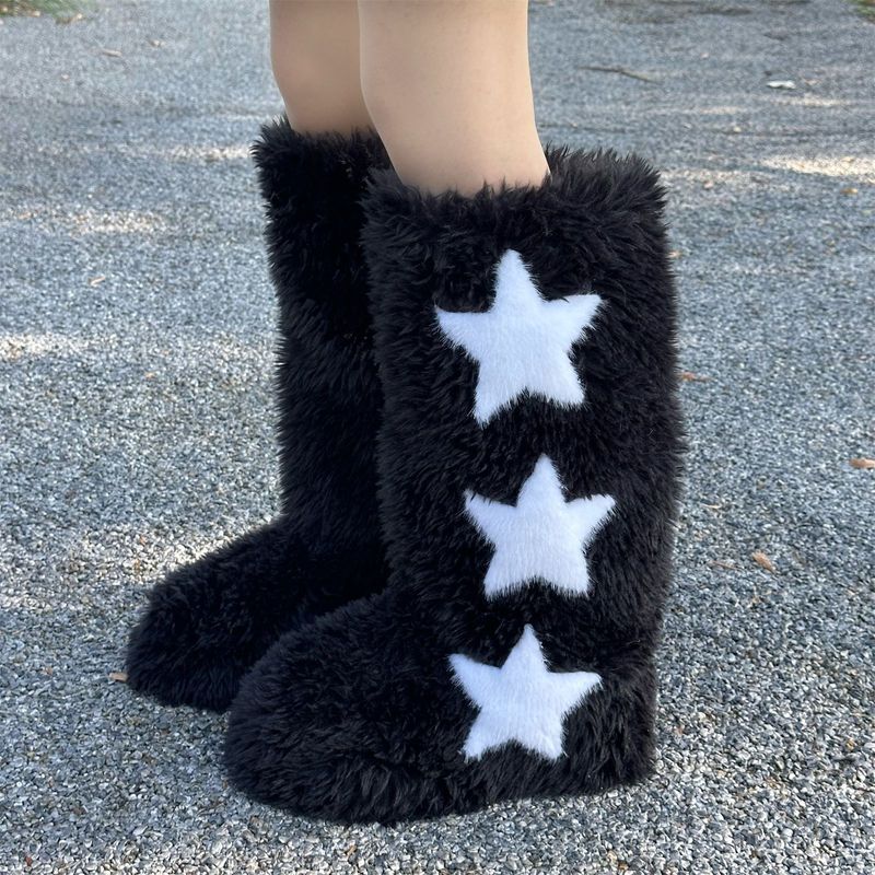 Scarpe da donna y2k stivali di pelliccia di procione stivali da neve invernali da donna stivali alti_voghion.com
