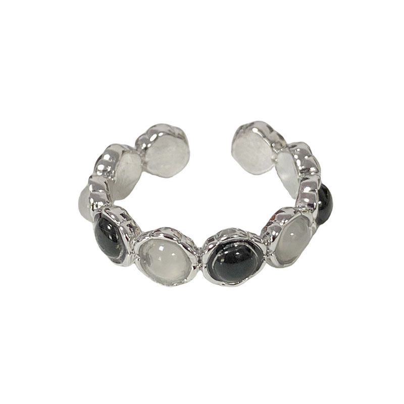 Anello da donna vintage con occhio di gatto ovale scuro, unico e alla moda, stile hip hop, impilabile, con farfalla_voghion.com